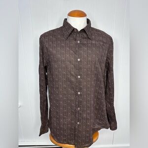 John Varvatos Men’s Maroon Wine Floral Striped Shirt